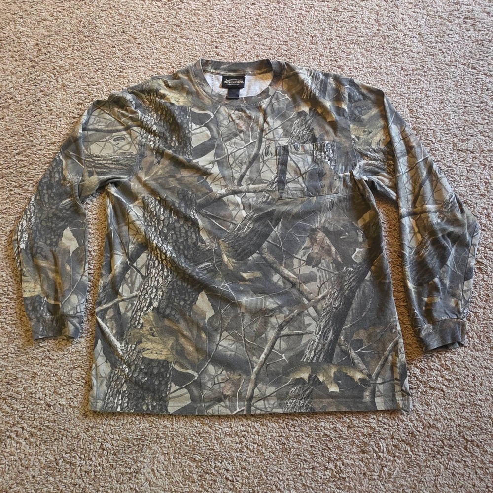 Winchester‎ Mens Realtree Hardwoods Camo Long Sleeve Pocket T-Shirt Large